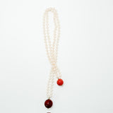 COLLAR CAMEO ITALIANO CREMA Y ESFERAS ROJA Y NARANJA