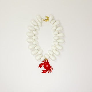 CANGREJO ROJO CON BEADS BLANCOS GRANDES