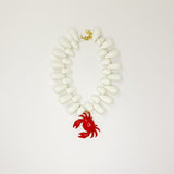 CANGREJO ROJO CON BEADS BLANCOS GRANDES