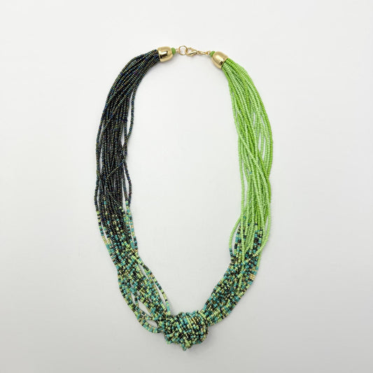 COLLAR CANUTILLOS VERDE Y AZUL LARGO COLOMBIA