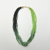 COLLAR CANUTILLOS VERDE Y AZUL LARGO COLOMBIA