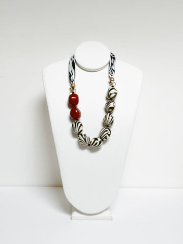 Black and Red Nugget Fabric Necklace - Yes or Yes