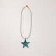 COLLAR BLANCO CON ESTRELLA DE MAR TURQUESA PIEDRAS JADE PERLAS SWAOVSKI