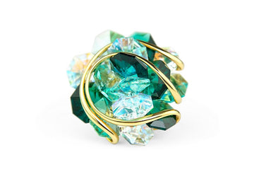 Emerald Flower Murano Crystal Ring - Andrea Marazzini