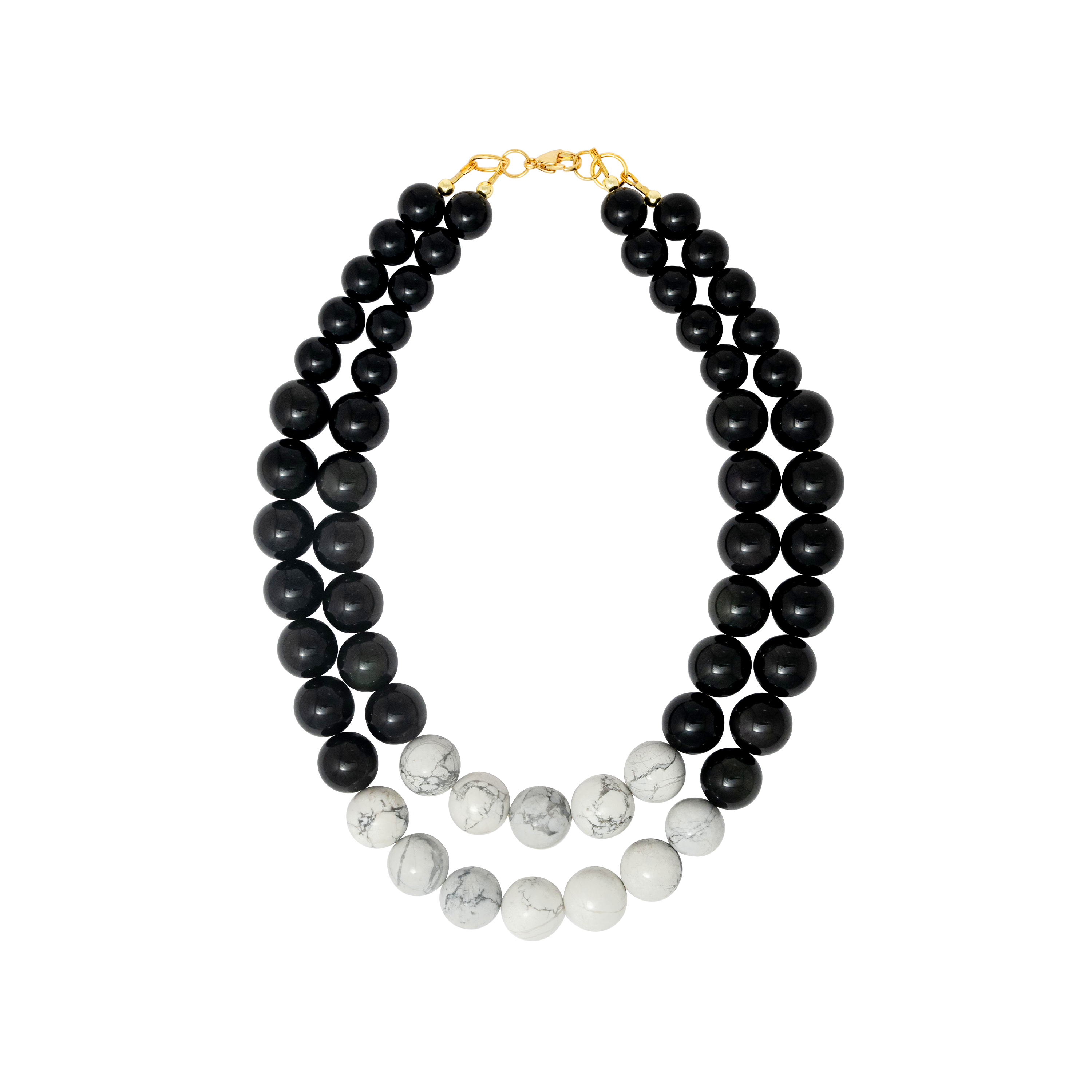 AILEEN BLACK ONYX & HOWLITE NECKLACE