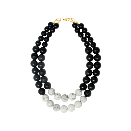 AILEEN BLACK ONYX & HOWLITE NECKLACE