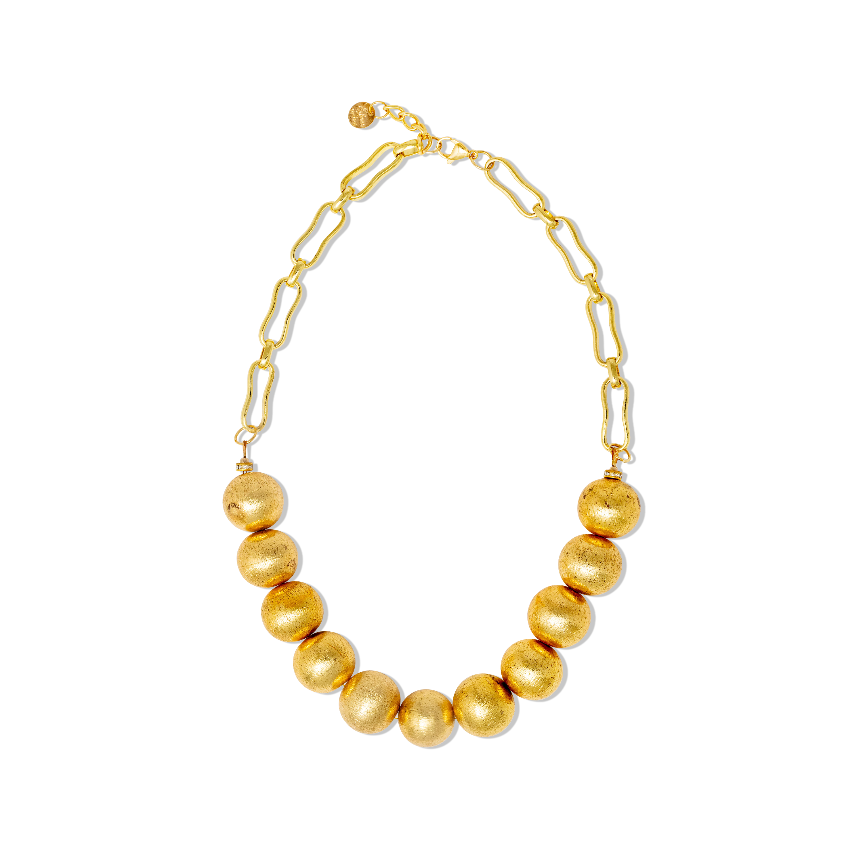 SANDRA GOLD ROUND INDIAN BEADS NECKLACE W/CHAIN