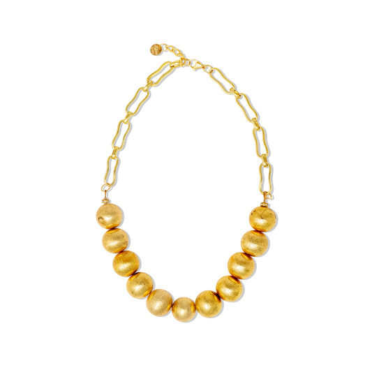 SANDRA GOLD ROUND INDIAN BEADS NECKLACE W/CHAIN