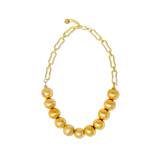 SANDRA GOLD ROUND INDIAN BEADS NECKLACE W/CHAIN