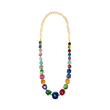 AMANDA NECKLACE - CHUNK AGATE NECKLACE W/CHAIN - MULTICOLOR