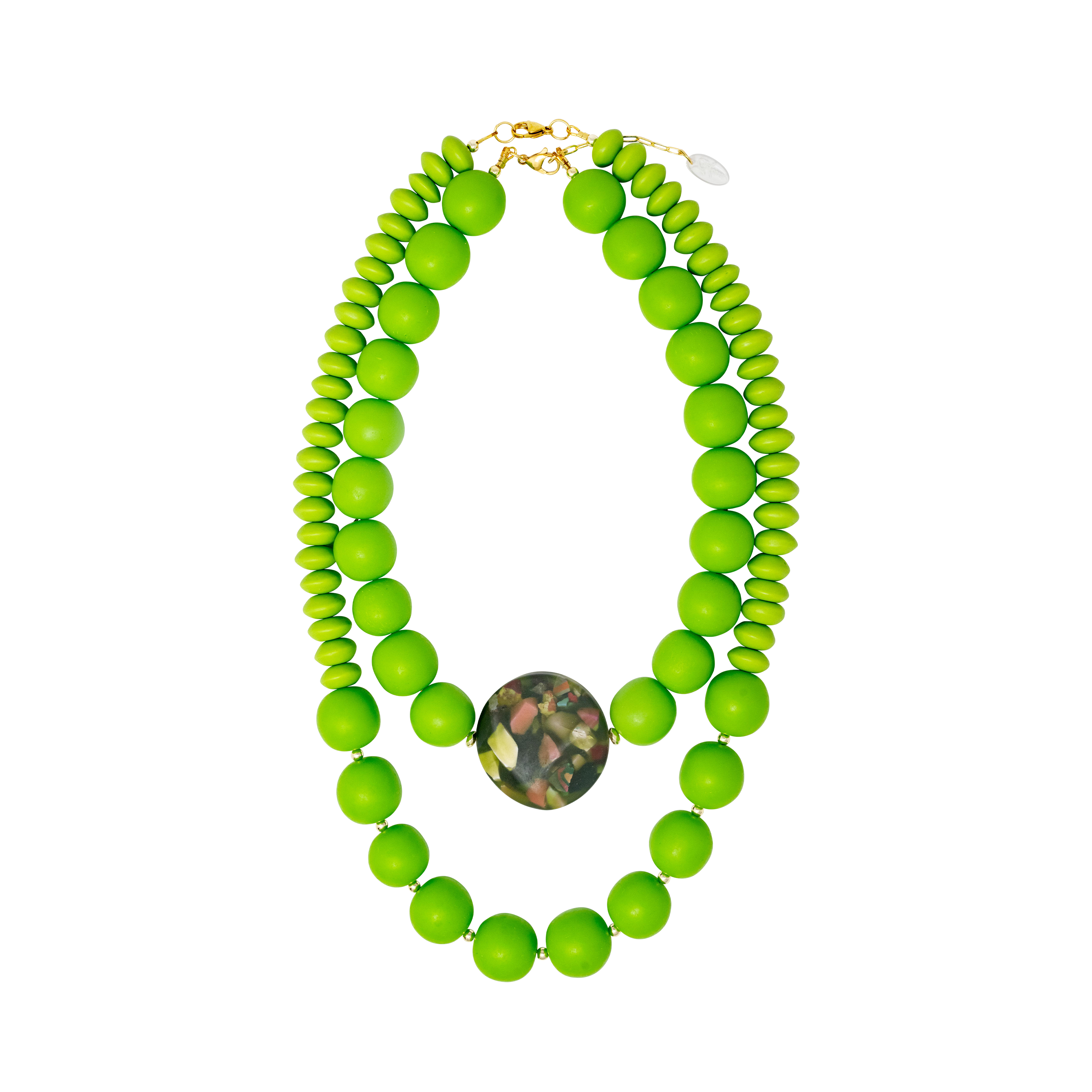 SHARYL GREEN RESIN 20" NECKLACE  WITH LONG NECKLACE (SOLD SEPARATELY)