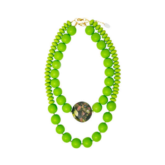 SHARYL GREEN RESIN 20" NECKLACE  WITH LONG NECKLACE (SOLD SEPARATELY)