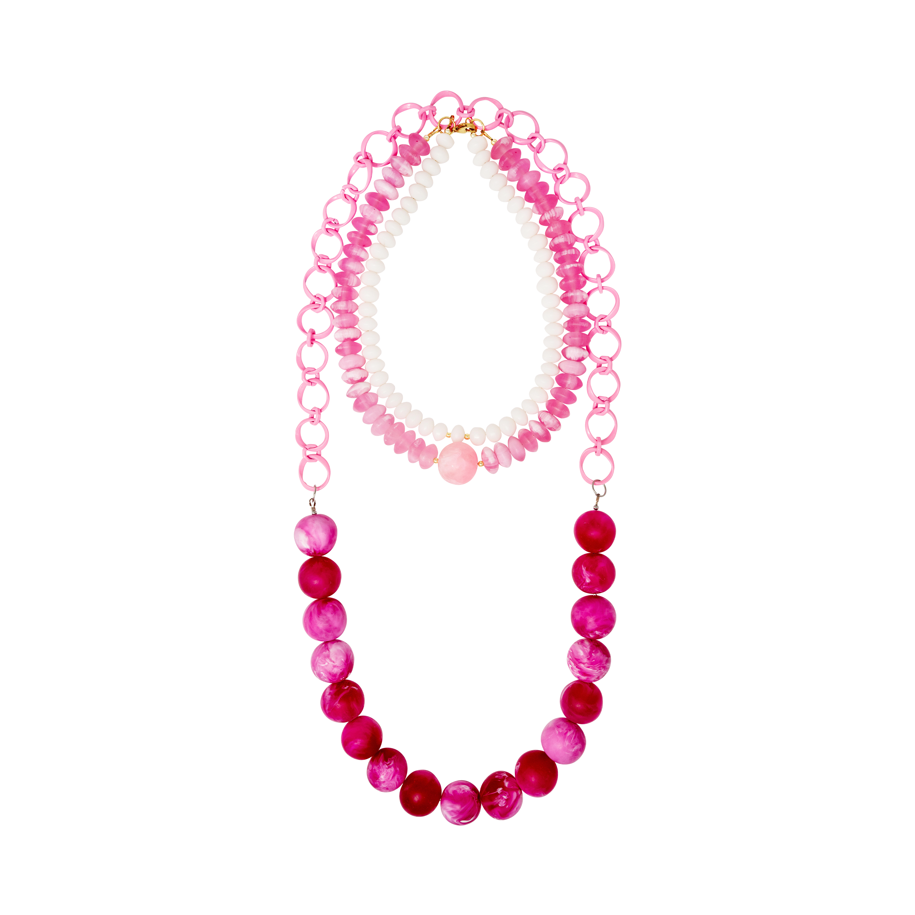 REBECA PINK AND WHITE RESIN NECKLACE (SOLD SEPARATELY - SHORT AND LONG ONE ENID