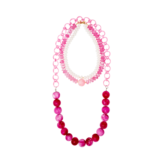 REBECA PINK AND WHITE RESIN NECKLACE (SOLD SEPARATELY - SHORT AND LONG ONE ENID