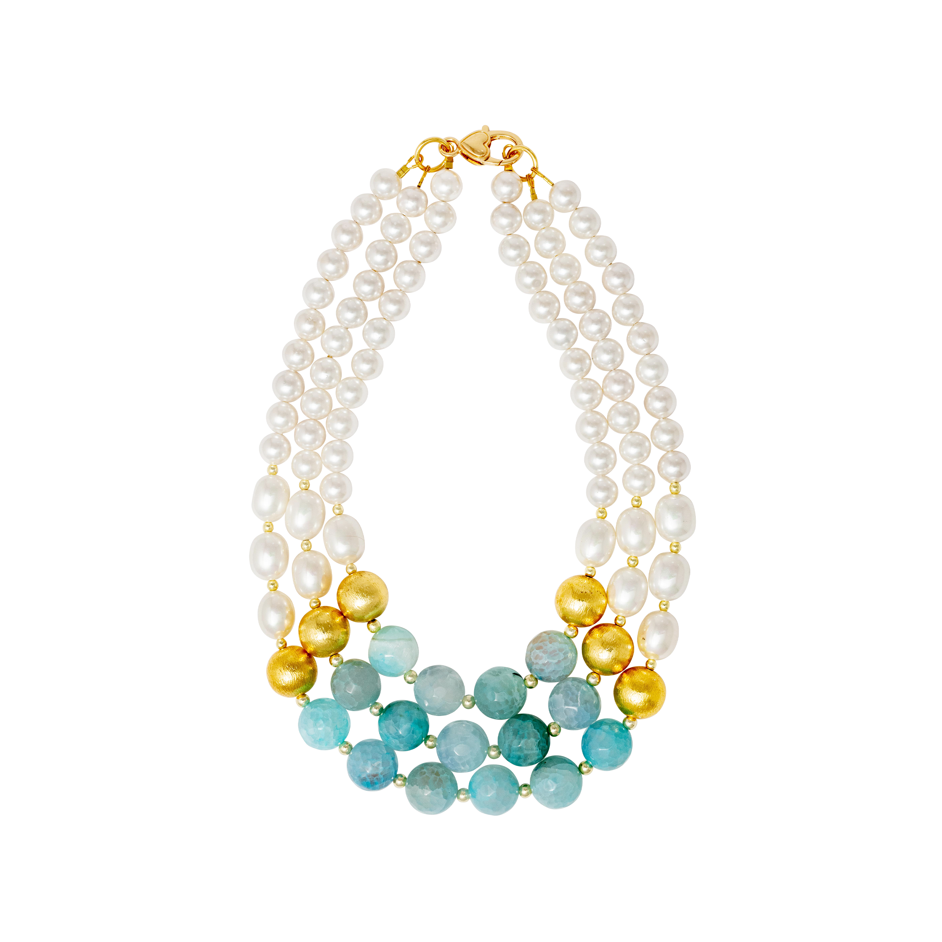 LILLY MIX - LIGHT BLUE AGATE WITH PEARLS