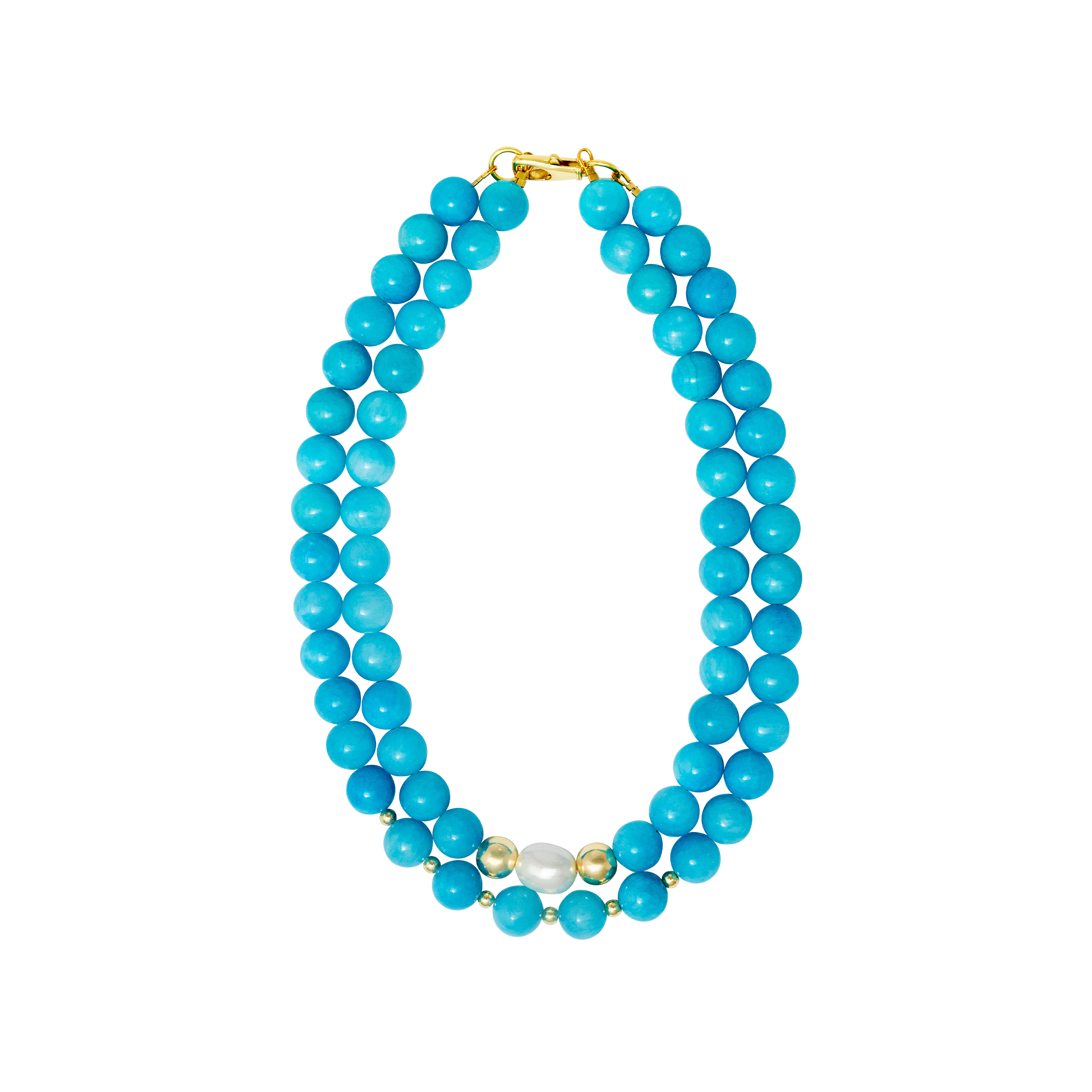 DAPHNE TURQUOISE NECKLACE - 2 LAYERS WITH PEARL