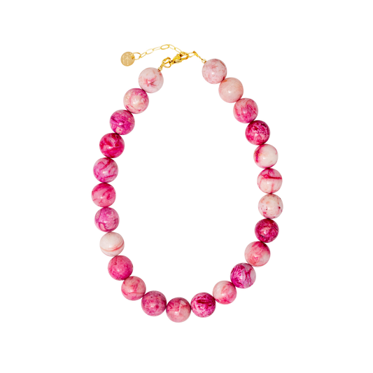 MELISSA CRAZE LACE PINK AND WHITE STONE BEADS NECKLACE