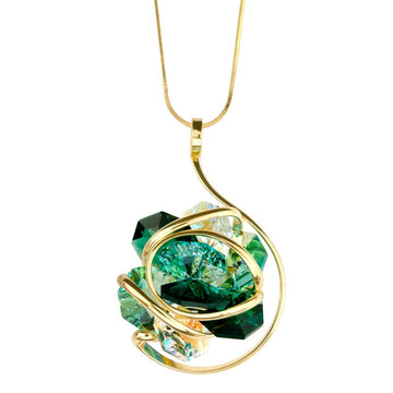 Emerald  Flower Murano Crystal Pendant Necklace - Andrea Marazzini
