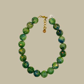 JULIET GREEN JADE NECKLACE WITH GOLD FLAKES