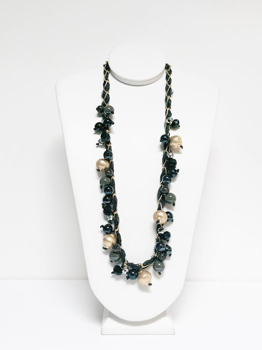 Fabric, Chain & Bead Necklace - Yes or Yes