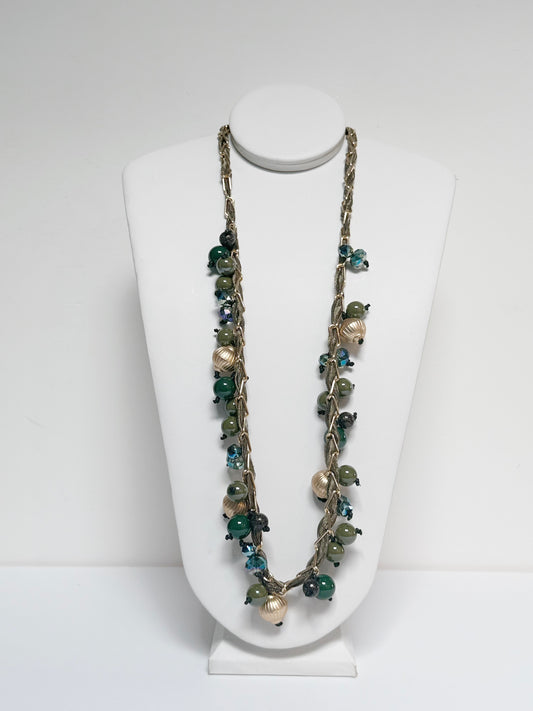 Fabric, Chain & Bead Necklace - Yes or Yes