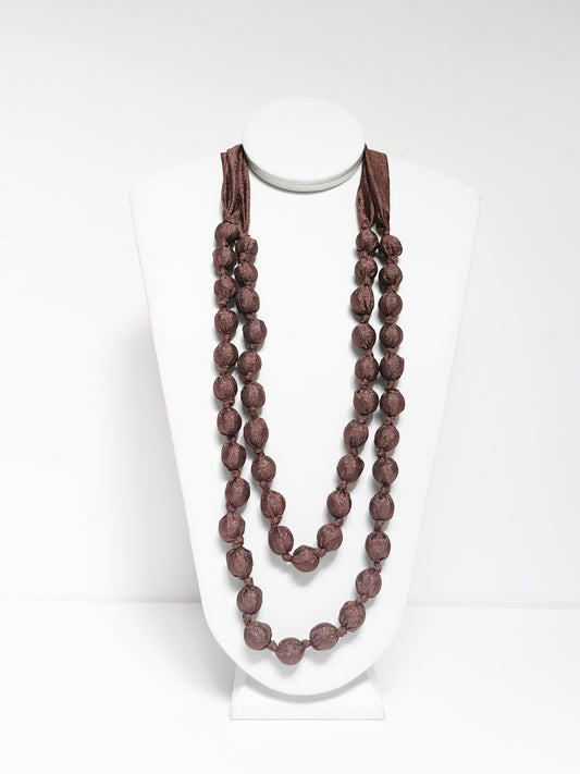 Two-Layer Brown Fabric Necklace - Yes or Yes