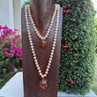 CAMEO COLLAR 2 VUELTAS RONDELLE CREMA Y ESFERAS COLOR AMBAR