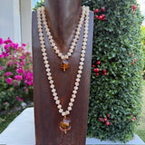 CAMEO COLLAR 2 VUELTAS RONDELLE CREMA Y ESFERAS COLOR AMBAR