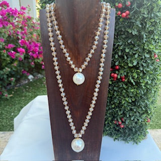 CAMEO COLLAR 2 VUELTAS COLOR CHAMPAGNE Y ESFERAS EN PERLAS