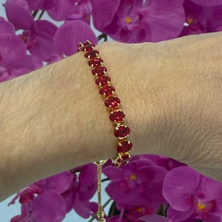 TENNIS BRACELET ROJO Y DORADO