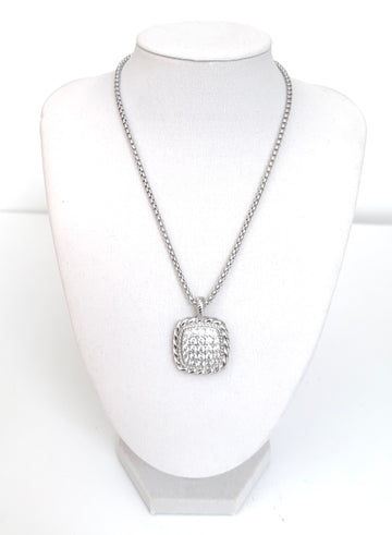 Square Crystal Pendant Necklace
