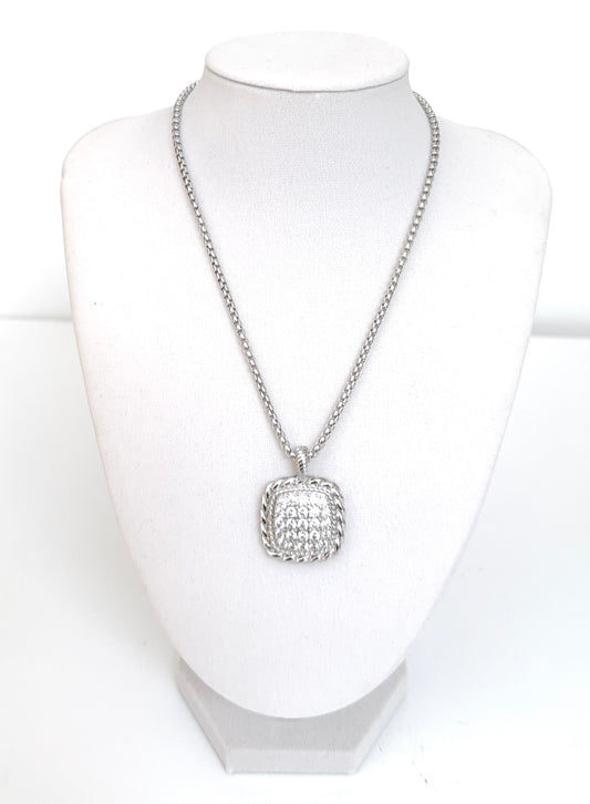 Square Crystal Pendant Necklace