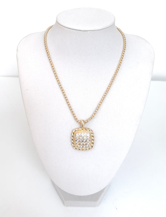 Square Crystal Pendant Necklace