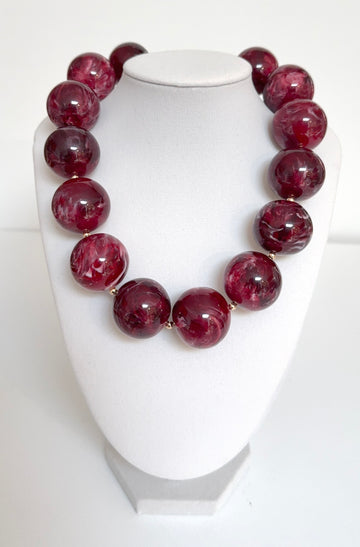 Chunky Marble Resin Beaded Necklace