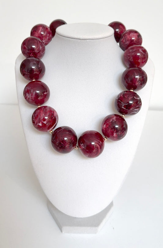 Chunky Marble Resin Beaded Necklace