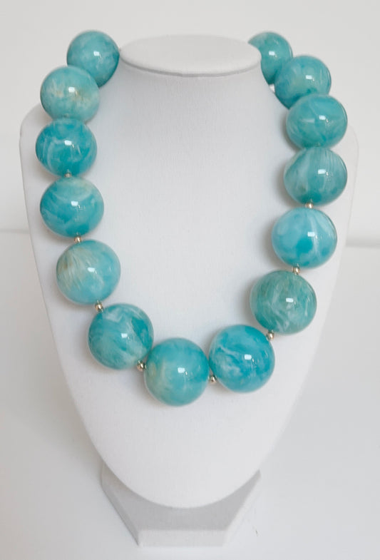 Chunky Marble Resin Beaded Necklace