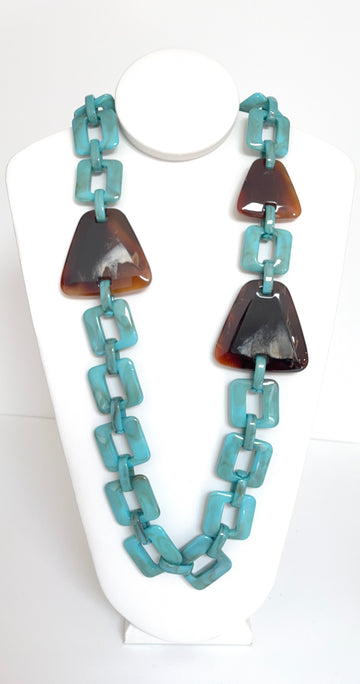 Geometric Resin Link Statement Necklace