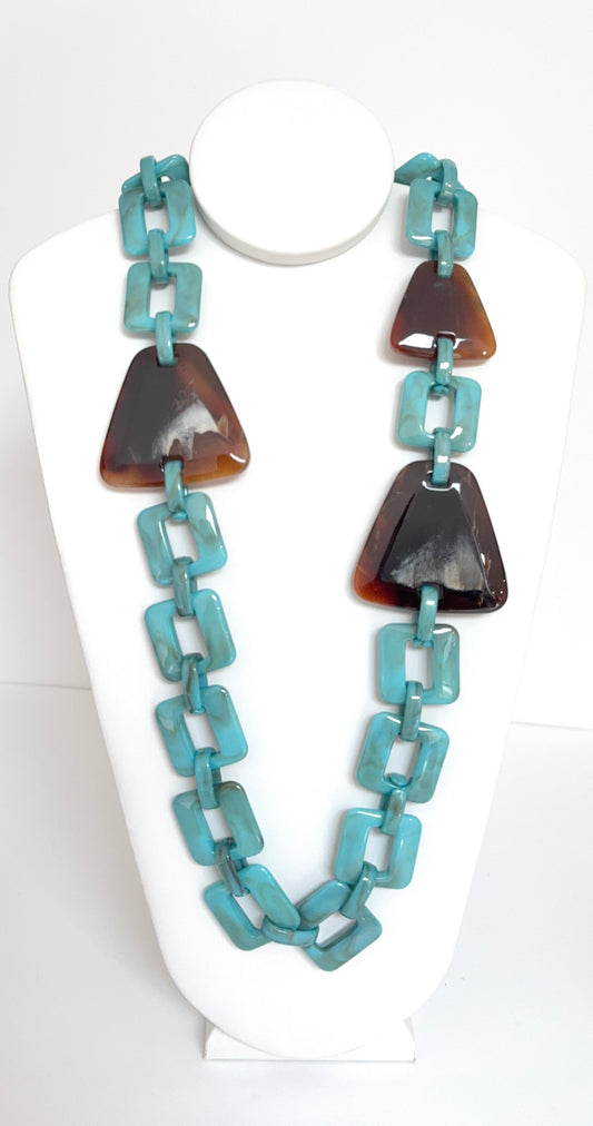 Geometric Resin Link Statement Necklace
