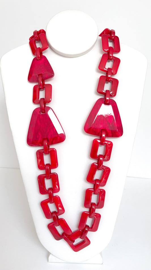 Geometric Resin Link Statement Necklace