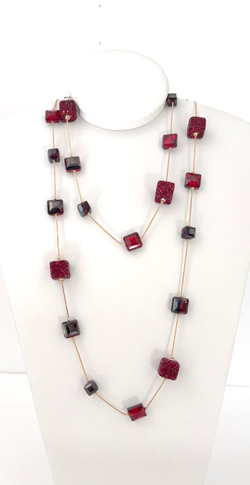 Crystal Square Long Necklace