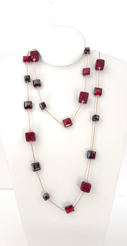 Crystal Square Long Necklace