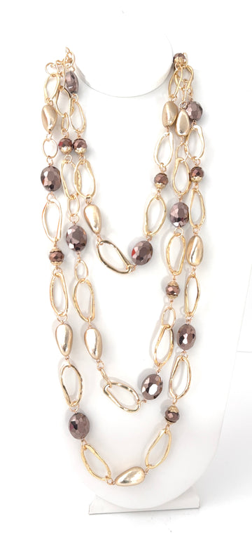 Golden Triple Layer Crystal Necklace