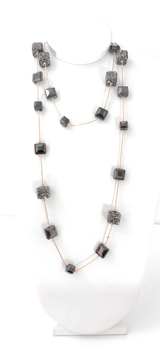 Crystal Square Long Necklace