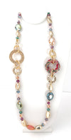 Orbit Crystal & Beaded Circle Long Necklace