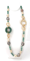 Orbit Crystal & Beaded Circle Long Necklace