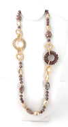 Orbit Crystal & Beaded Circle Long Necklace