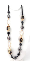 Eclipse Crystal & Barrel Bead Long Necklace