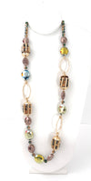 Eclipse Crystal & Barrel Bead Long Necklace