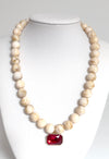 Beaded Necklace with Crystal Pendant