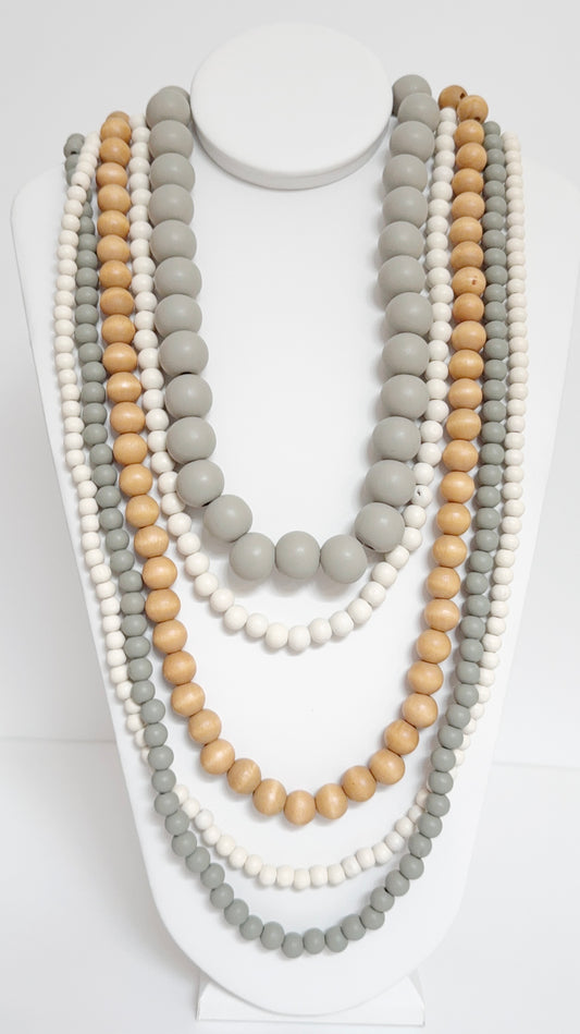Long Wooden Bead Necklace